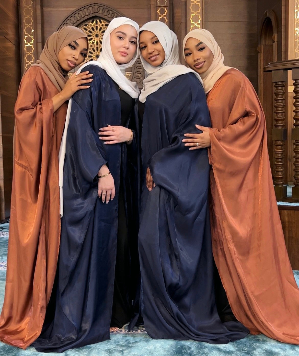 Navy Blue Chrome Open Abaya
