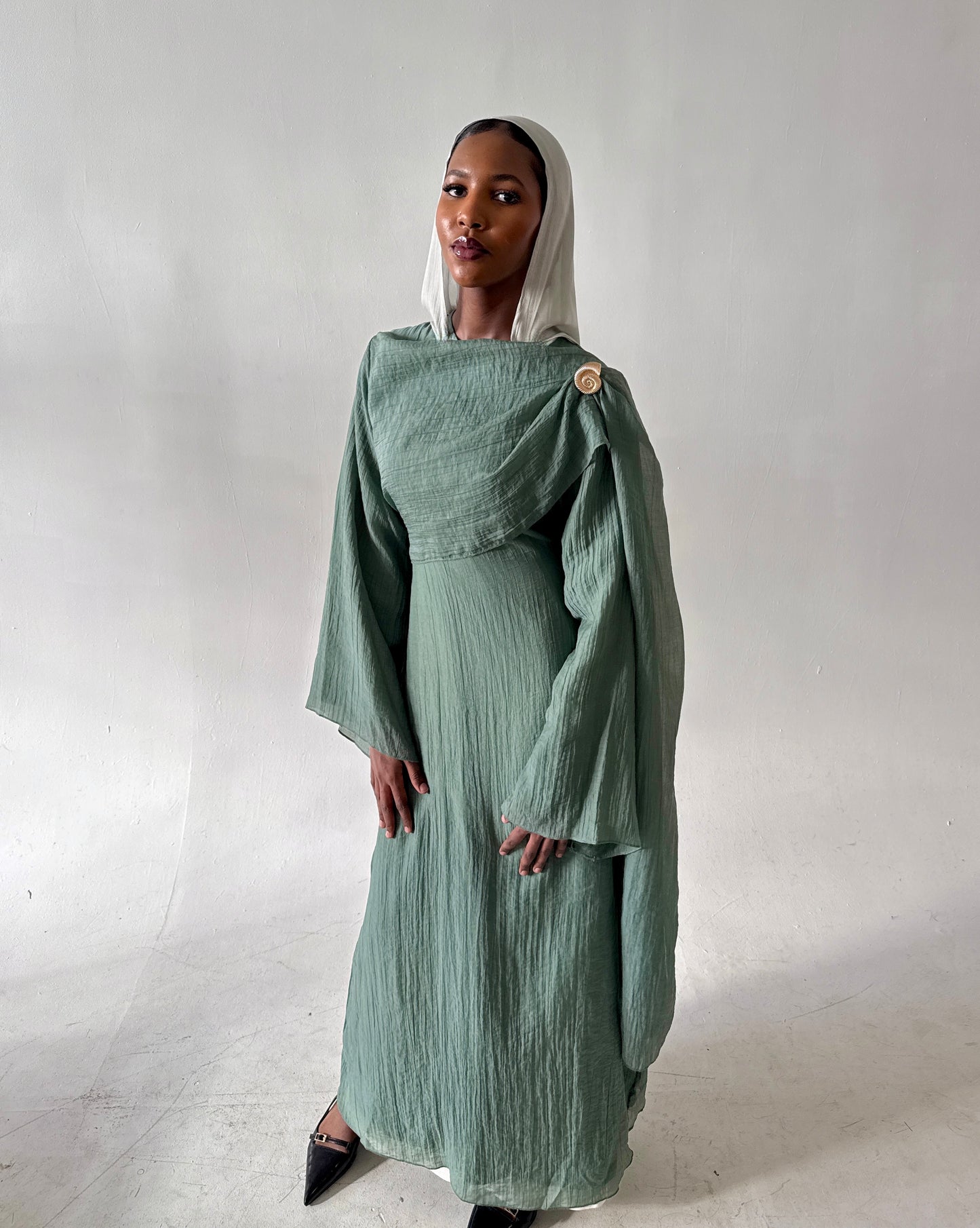 Draped Maxi with Brooch