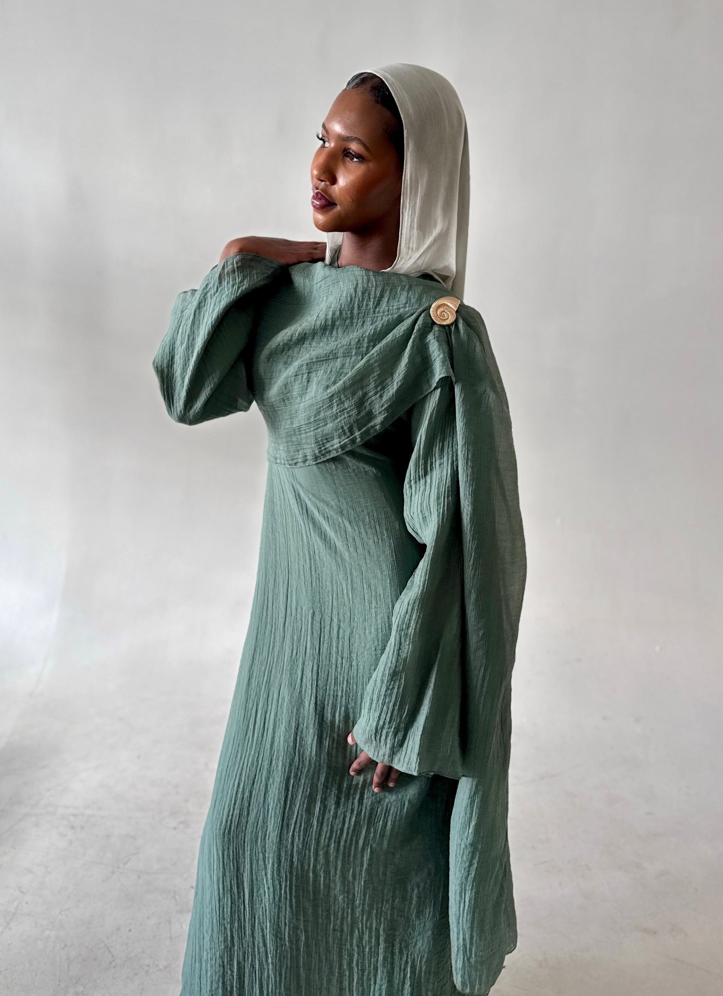 Draped Maxi with Brooch