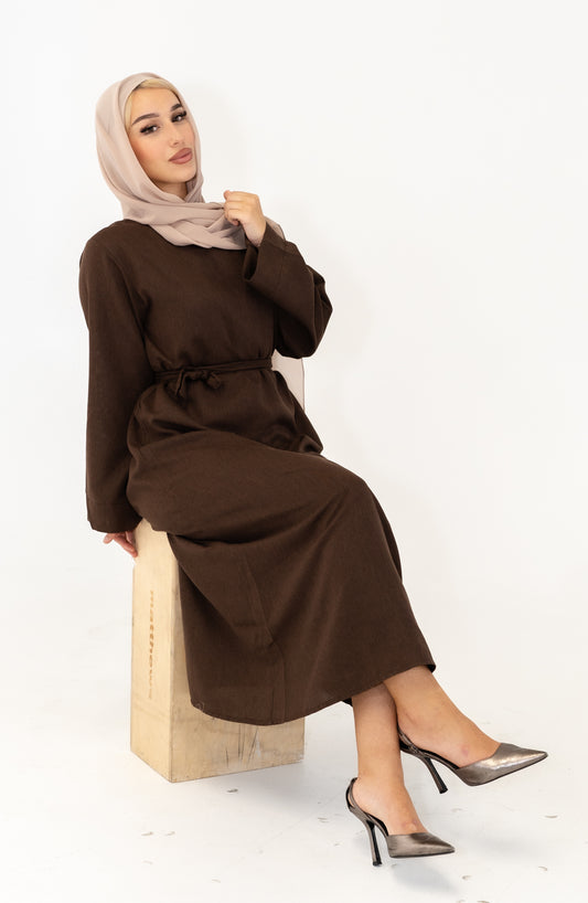Coffee Linen Abaya